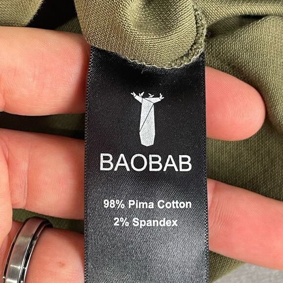 BAOBAB The Perfect Polo Shirt Mens Medium Olive Green Pima Cotton Golf Preppy - Picture 8 of 11